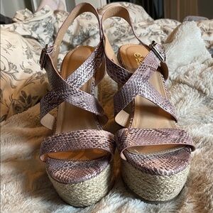 Snakeskin Platform Wedge Sandals
